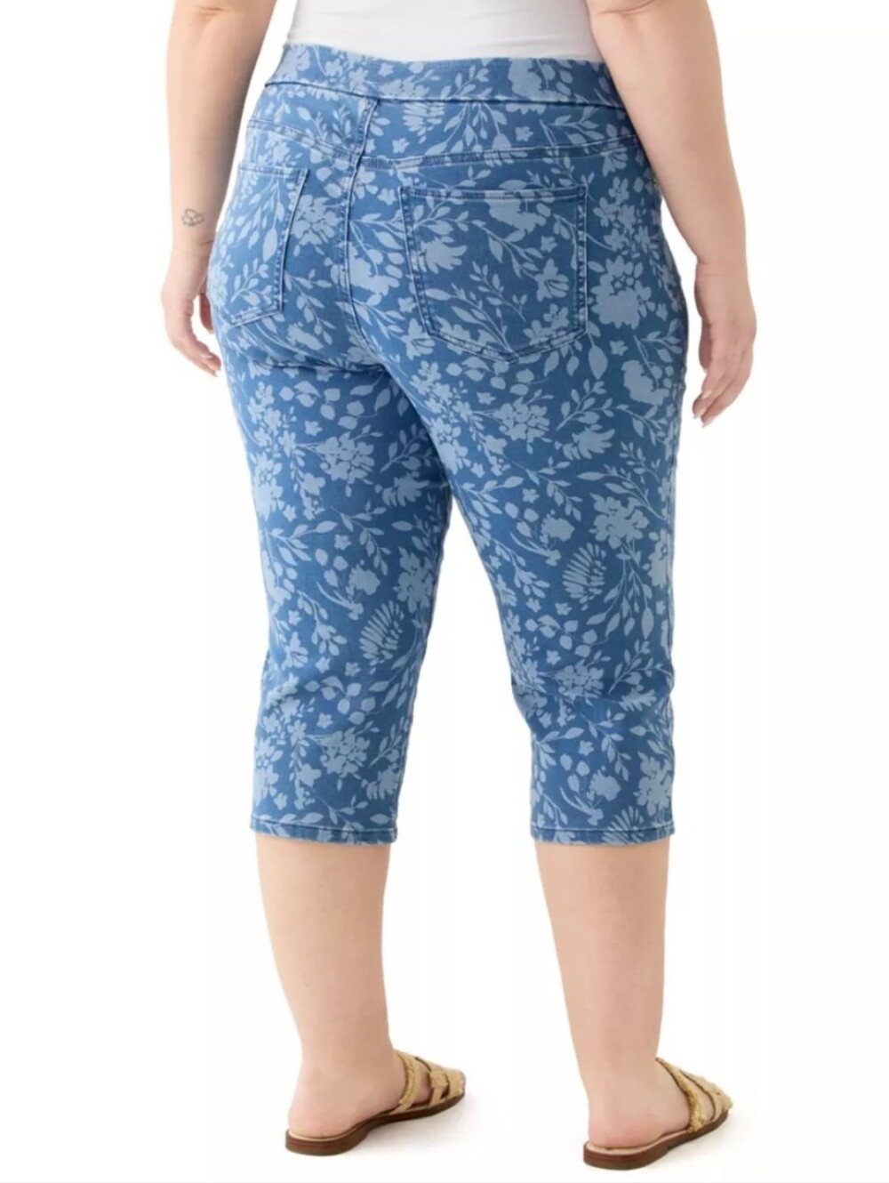 Kim Rogers Blue Floral Knit Capris Size 18W NWT - Picture 3 of 8